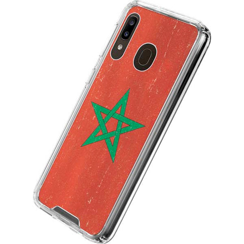 Morocco Flag Distressed Galaxy A30 Clear Case